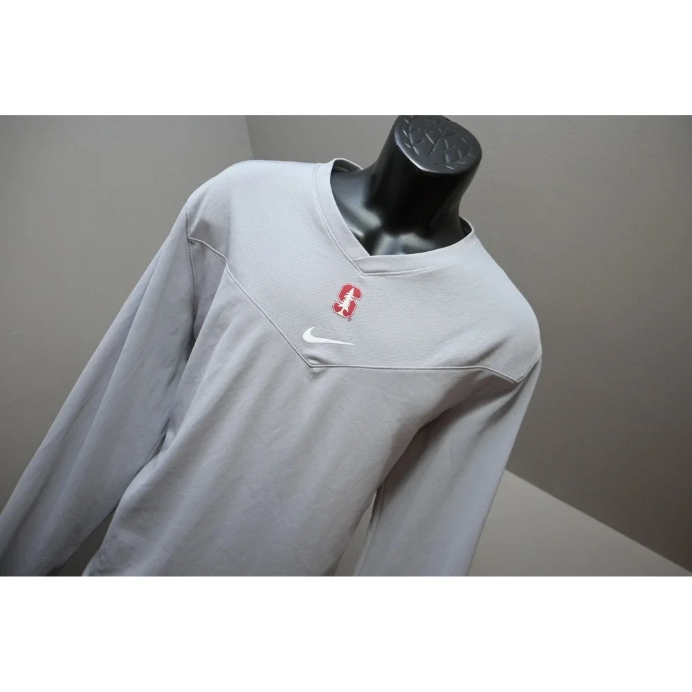 Nike Stanford Cardinal Shirt Mens XL Gray Dri-FIT Long Sleeve V-Neck Excellent